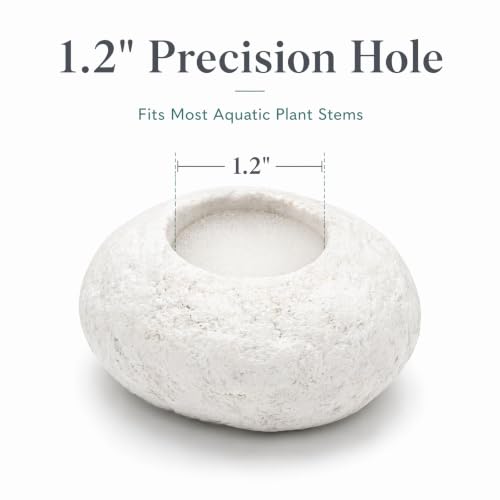 3 Pack White Pebble Plant Weights for Aquarium, Natural Drilled Stone Plant Anchors with 1.2 Inch Hole & Foam Sponge, Aquatic Plant Holders for Fish Tank, Terrarium, Succulent Planter - color: 1.2″ Hole 6pcs