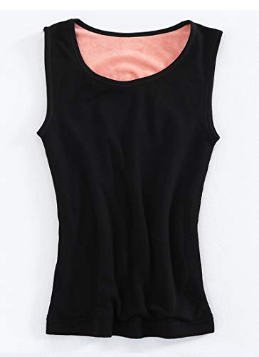 Womens Cotton Thermal Fleece Lined Underwear Tops Cami Tank Top Warm Base Layer Vest - color: Black, size: M / (Fit 88~115 lb)