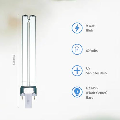 9W UV Light Bulb for Pond Outdoor Clarifier Fish Tank Aquarium | Compatible with JUP-01 UVE9 CF400 CF500 UVCP-9, Light for Fish/TurtleTank/Aquarium, 2 PCS 9W Pond Lights for G23 Base - size: 9W-UVLB-2P