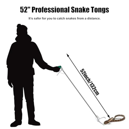 52" Extra Long Snake Tongs Reptile Grabber Reacher Catcher | Stainless Steel & Wide Jaw Pick-up Handling Tool for Outdoor, Garden, and Emergency Use - size: 52 Inch