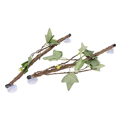 Reptile Corner Branch,Climbing Terrarium Plant Decor Terrarium Plant Ornament with Suction Cup for Snake Lizard Bearded Dragons Gecko Climbing, Reptile Terrarium Climb Corner