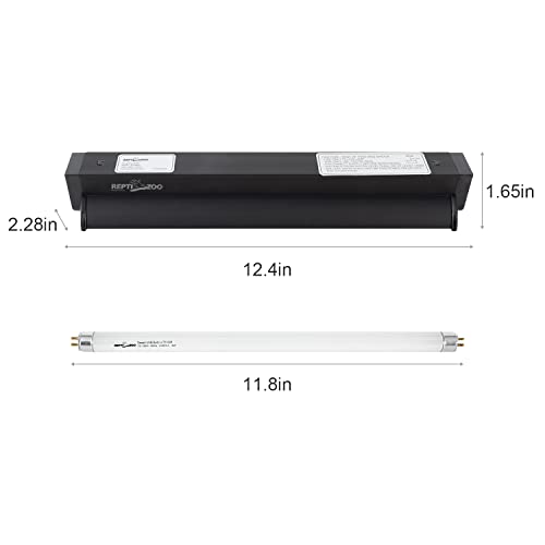 REPTI ZOO 8W Reptile T5 HO UVB Lighting Combo Kit, 12" Light Fixture Reptile Terrarium Hood, with Detachable Curved Reflector and 5.0 UVB T5 Lamp Bulb, ETL certificated - size: 8 Watts