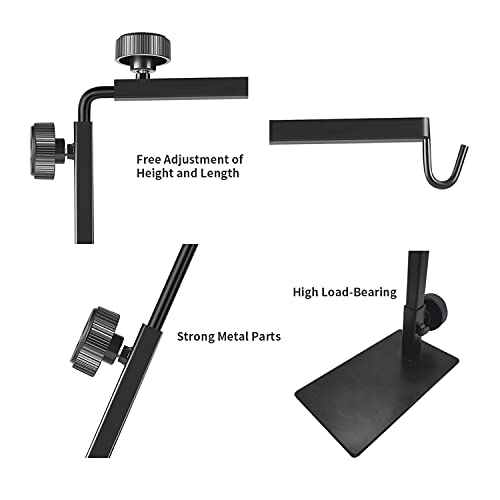 Reptile Heat Lamp Stand, Adjustable 16"- 31" H, Sturdy Metal Light Holder | Holds Dual Lampshades, Widely Compatible for Bearded Dragons, Turtles, Snakes & Terrariums (10-120 gal) - size: Large (Pack of 1)