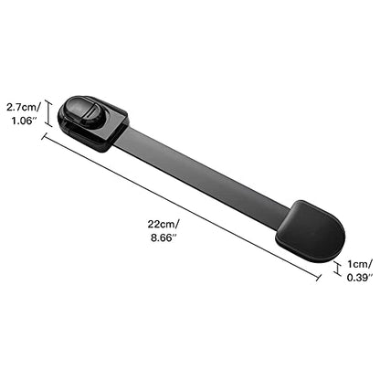 EUDEMON 3 Pack Child Safety Locks, Childproof Strap Locks for Drawers, Fridges, Toilets, Cupboards, Ovens, Cabinets, Multi Use Baby Cabinet Latches, Easy to Install, No Drilling (Clear-Black) - color: Clear-Black