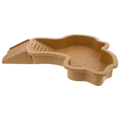 DOITOOL Large Reptile Bathing Pool with Ramp Plastic Dual-Purpose Water Dish and Feeding Bowl for Lizard and Gecko Terrarium Accessories for Turtle Soaking and Basking