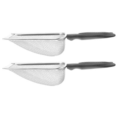 2pcs Stainless Steel Reptile Sand Scoop with Heavy Duty Mesh and Antislip Handle for Glass Tank and Terrarium Cleaning, Reduces Cleaning Time and Reaches Tank Corners