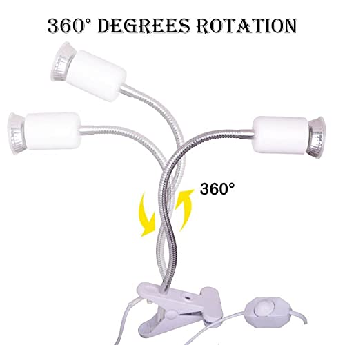 Reptile Heat Lamp UVA UVB Light Bulb, 360° Rotatable Dimmable Heating Lamp - color: White