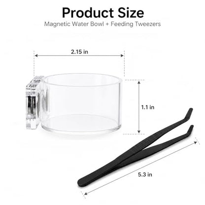 3 Pack Jumping Spider Feeding Dish – Acrylic Magnetic Water Bowl with Feeding Tong | Leak-Proof Tarantula Food Dish Small Reptile Water Dish | Jumping Spider Enclosure Accessories - color: 3 pcs