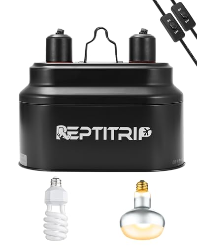 Dual Reptile Light Fixture with 100W Daytime Heat & UVB 10.0 Reptile Bulb, 2 Independent Switches, Reptile UVA UVB Heat Combo Pack - size: ST3