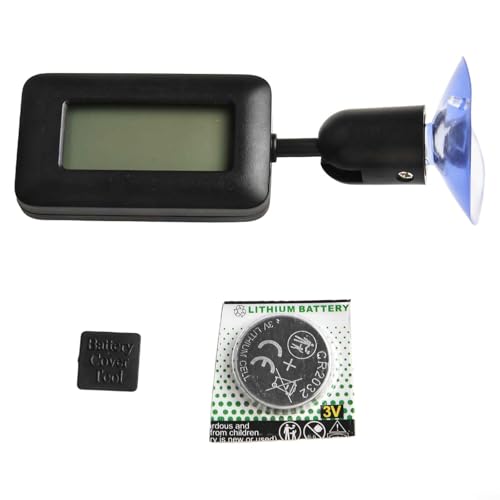 FABULETTA Fahrenheit Dual Scale Thermometer, 360 Degree Rotating Hygrometer, Suction Cup Reptile Thermometer(Black) - color: Black
