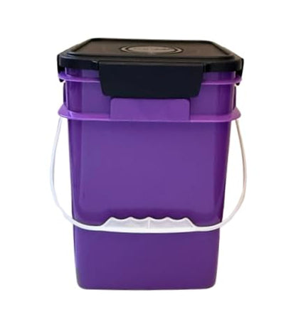4 Gallon Square Food Grade Bucket Pail with Plastic Handles and Lid (Pack of 3) Made in USA containers (Pink/Magenta/Purple - Black lids) - color: Pink/Magenta/Purple - Black Lids
