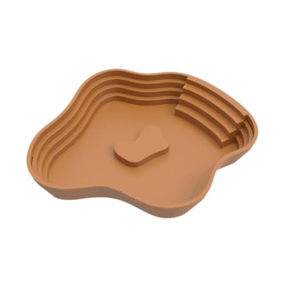 Reptile Bathing Pool Tortoise Water Dish Lizards Habitat Turtle Bath for Gecko Tortoise, Brown L - color: Brown L