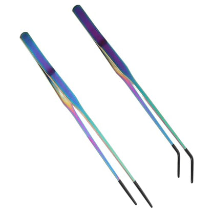 Abaodam 2pcs Stainless Steel Pet Feeding Tongs for Geckos Reptiles Aquarium Tweezers Clamp for Fish Easy Handling Pet Feeding Tools