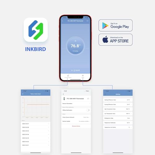 Inkbird WiFi ITC-308 Digital Temperature Controller Thermostat | Remote Monitoring Controlling for Home Brewing Fermentation Breeding Incubation Greenhouse - size: WiFi ITC-308