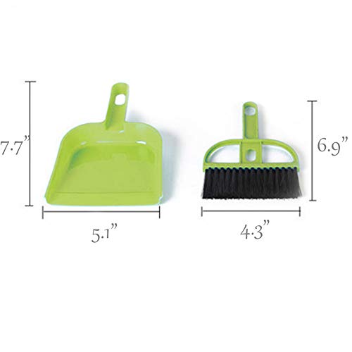 SEIS 3 Pack Hamster Mini Dustpan and Broom Set Guinea Pig Classical Besom Chinchillas Sweeper Cavy Cage Clean Hedgehogs Scooper for Small Animal (Green) - color: Green