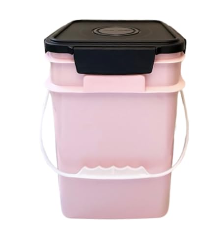 4 Gallon Square Food Grade Bucket Pail with Plastic Handles and Lid (Pack of 3) Made in USA containers (Pink/Magenta/Purple - Black lids) - color: Pink/Magenta/Purple - Black Lids