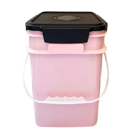 4 Gallon Square Food Grade Bucket Pail with Plastic Handles and Lid (Pack of 3) Made in USA containers (Pink/Magenta/Purple - Black lids) - color: Pink/Magenta/Purple - Black Lids