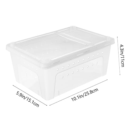 UPKOCH 1pc Transparent Plastic Reptile Box for Spider Scorpion Gecko Snake Tortoise Case with Ventilation for Transport and Feeding of Pets White