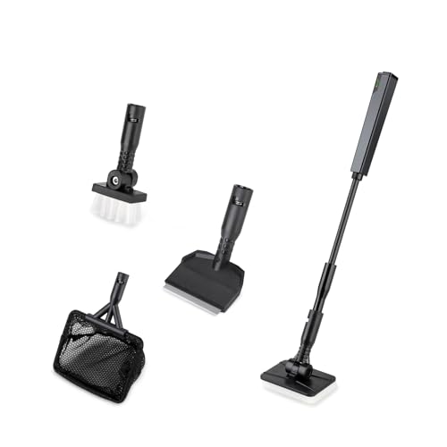 hygger Small Aquarium Cleaning Tools, 4 in 1 Fish Tank Cleaner Kit with Handle,Fish Net,Algae Scraper,Clean Brush,Flat Sponge - size: Small