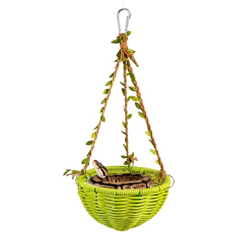 Snake Hammock Hanging Rattan Swing, Snake Tank Accessories, Woven Vine Basket Perch for Terrarium, Reptile Hammock Climbing Rest Platform for Small Snakes, Geckos, Lizards and Amphibians