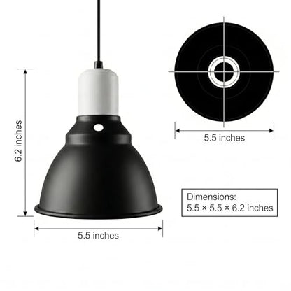 Reptile Light Fixture, 5.5 Inch Shallow Dome Light Fixture for UVA/UVB Heat Lamp, Reptile Heat Basking Bulb, Optical Reflection Heat Lamp Fixture Cover for Reptile Glass Tank Terrariums - size: Shallow Dome