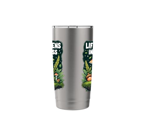 Life Happens In The Moss Mossarium Terrarium Cottagecore Stainless Steel Insulated Tumbler - color: Brushed Steel