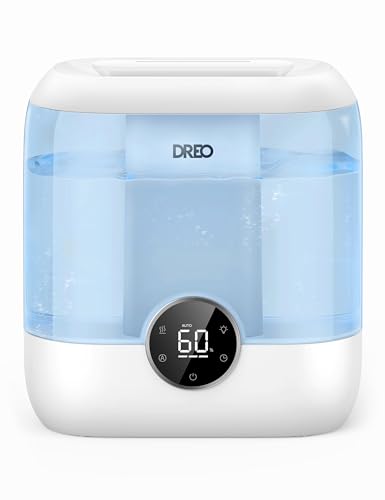 DREO 6L Humidifiers for Bedroom, 60H Runtime, 28 dB Quiet, HM524, Blue | Precise Humidity Control, Easy to Refill & Clean, Nightlight, Cool Mist Humidifiers for Large Rooms, Baby Nurseries & Plants | Precise Humidity Control, Easy to Refill & Clean, Night
