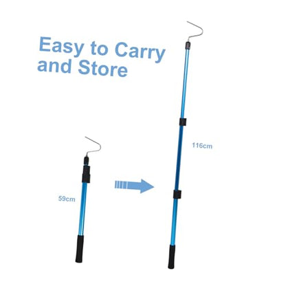 Retractable Snake Hook and Catching Hook, Collapsible Aluminium Alloy Snake Grabber Tool 19.7-45.7in for Safe Reptile Handling in Garden and Outdoor Use