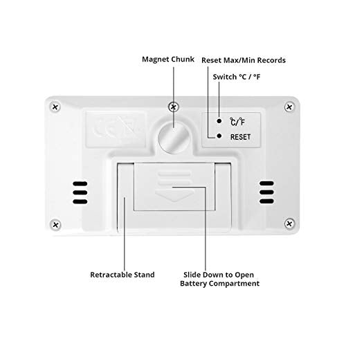 Digital Thermometer Indoor Hygrometer Room Temperature Monitor Humidity Gauge with Big Screen Stand Wall Hanging Magnet Greenhouse House Kitchen Car - size: M