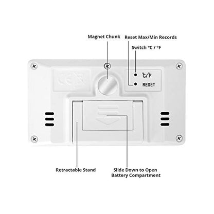 Digital Thermometer Indoor Hygrometer Room Temperature Monitor Humidity Gauge with Big Screen Stand Wall Hanging Magnet Greenhouse House Kitchen Car - size: M