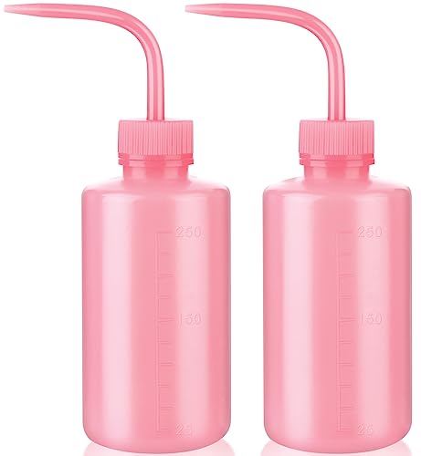Valchoose 250ml Pink Squeeze Wash Bottles, Angled Nozzle Container,2 Pack | Flexible LDPE Build, Leak-Resistant Reusable Design, Controlled Liquid Flow, Awesome for Watering Plants and Washing Lab Ware - color: Pink, size: 2x250ml