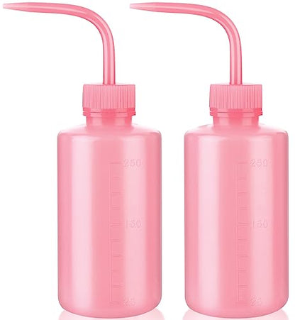 Valchoose 250ml Pink Squeeze Wash Bottles, Angled Nozzle Container,2 Pack | Flexible LDPE Build, Leak-Resistant Reusable Design, Controlled Liquid Flow, Awesome for Watering Plants and Washing Lab Ware - color: Pink, size: 2x250ml