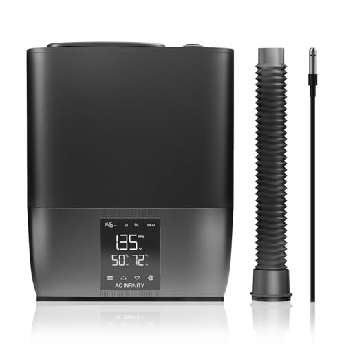 AC Infinity CLOUDFORGE T5 Warm Mist Plant Humidifier 9L | 10-Level VPD Humidity Controls, Hot & Cold Vaporizer, Continuous Water Purification, Extendable Hose for Grow Tents - size: 9L Plant Humidifier