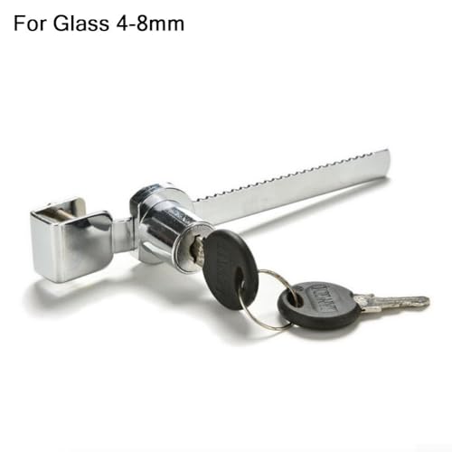 Sliding Glass Door Lock for Reptile Vivarium Terrarium Showcase Display Cabinet, Zinc Alloy Security Latch with Keys, Pet Enclosure Hardware(4-8mm) - size: 4-8mm