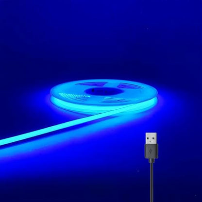Ultra-Narrow 3mm USB COB LED Strip Lights Self-Adhesive, for Kitchen Cabinets, Bedroom, Gaming Desk (Blue, 2ft) - color: Blue, size: 2ft