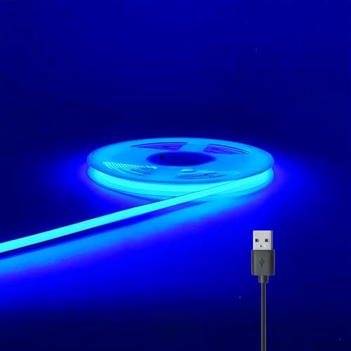 ULVYNTEX Ultra-Narrow 3mm USB COB LED Strip Lights Self-Adhesive, for Kitchen Cabinets, Bedroom, Gaming Desk (Blue, 6ft) - color: Blue, size: 6ft