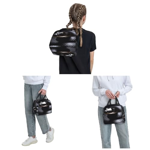 Insulated Lunch Bag Black Snake Lunch Box for Women Men Reusable Leakproof Lunch Cooler Bag for Office Picnic - color: Black Snake