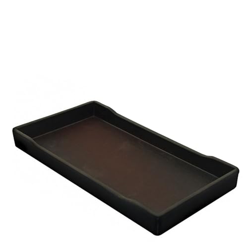 OMEM Reptile Bowl Large Food and Water Dish Enough Space Also Fit for Bath Simulated Wood Grain Surface (S, Black) - color: Black, size: S (Lot de 1)