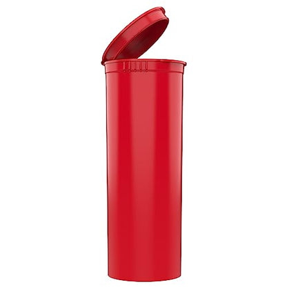 60 Dram CR Plastic Packaging Pop Top Containers - Child Resistant Travel Holder Vial Bottles - 75 qty (Red) - color: Red
