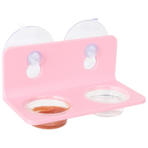 Crested Gecko Feeding Ledge with 10PCS Gecko Food Dish - Pink - color: Pink