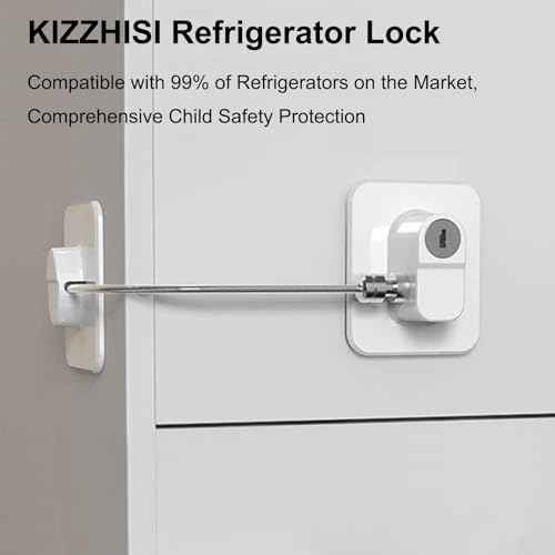 Refrigerator Lock with Keys 4 Pack, Fridge Locks for Kids | Child Proof Cabinet Locks, Freezer Lock, for Refrigerators, Drawers, Closets, Windows, 3M Adhesive, No Drilling, White - color: White 4pcs