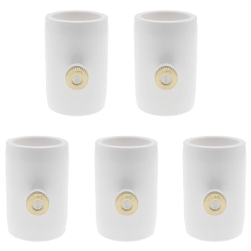 5 Pcs PVC Mist Nozzle Coupling with Brass Mist Nozzle for 1/2 Inch PVC Pipe for Greenhouse Outdoor Misting Cooling System (White)