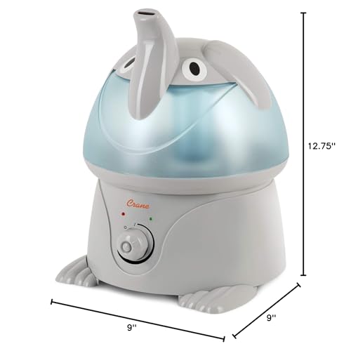 Crane Cute Animal Humidifier for Kids Bedroom and Nursery, Ultrasonic Cool Mist, 1 Gallon, Auto Shut Off, Cool Mist Humidifier - color: Elephant