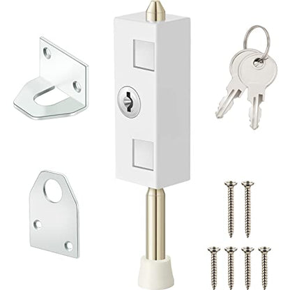 1 Piece Sliding Door Lock Rectangle Patio Door Lock Keyed for Glass Hinged Security Bar Steel Bolt Zinc Alloy Iron Portable to Prevent Sliding