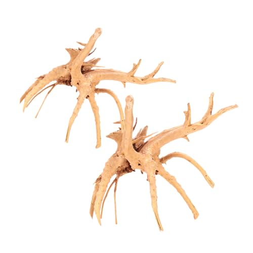POPETPOP 2pcs Natural Aquarium Decor Driftwood Ornaments for Fish Tanks and Reptile Terrariums Safe Wood Decorations for Aquatic and Garden Display