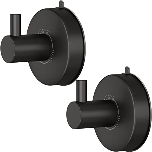 DGYB Suction Cup Hooks for Shower Set of 2 Towel Hooks for Bathrooms SUS 304 Stainless Steel Matte Black Shower Hook for Loofah 15 LB Bathroom Hook for Towels - color: Matte Black