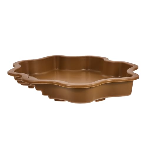 Reptile Water Bowl for Soaking and Feeding Large Capacity Turtle Bathing Pool with Ramp Brownish Yellow Terrarium Dish for Tortoise and Turtle Habitat