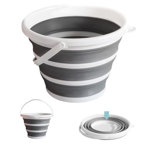Collapsible Water Bucket (10L / 2.6 Gal) – Portable, Easy to Carry & Store, Ideal for Car Wash, Cleaning, Camping, Fishing and Outdoor Activities with Collapsible Handle Design - size: 1 Pack