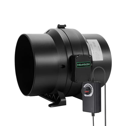 6" 260 CFM Inline Duct Fan with E12 Speed Controller, Ventilation Exhaust Fan for Cooling Booster, Grow Tents, Hydroponics - size: 6"+Fan Only
