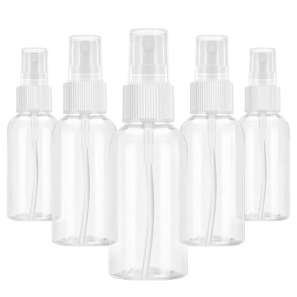 5 Pack Small Spray Bottles for Travel - 50ml Spray Bottle Leak Proof, Fine Mist Empty Spritzer Bottles, Reusable Clear Plastic Mini Travel Bottle for Storage Essential Oils, Cleaning, Perfume